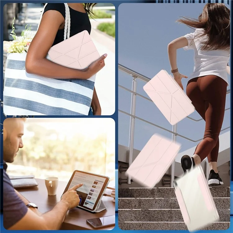 Чехол для iPad mini (2024) / (2021) со складной подставкой, магнитный, съемный, из искусственной кожи, с функцией автоматического включения/выключения - Розовый