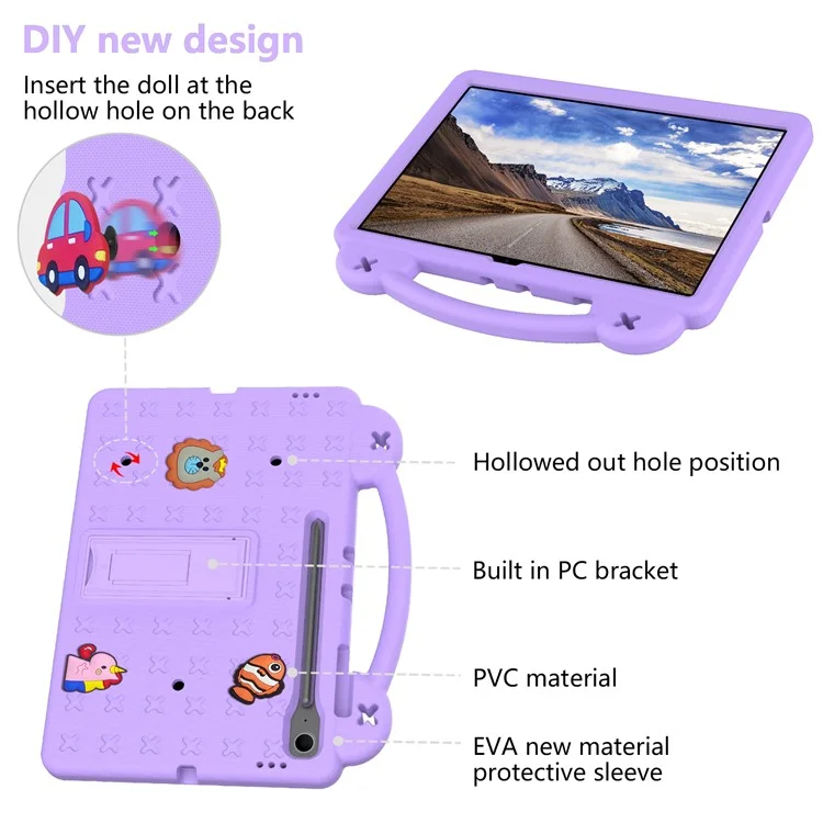 Étui Samsung Galaxy Tab S10 FE+ pour Enfants en EVA avec Support - Violet