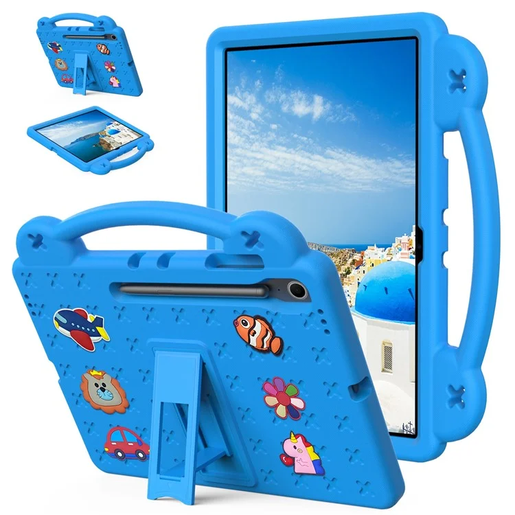 For Samsung Galaxy Tab S10 FE+ Case Kids EVA Tablet Cover with Kickstand - Sky Blue