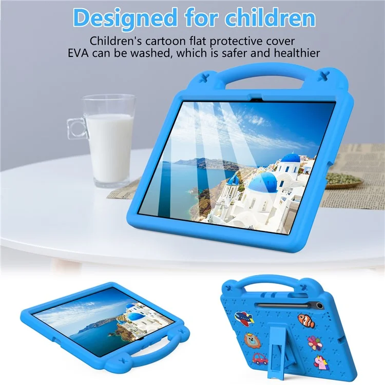 For Samsung Galaxy Tab S10 FE+ Case Kids EVA Tablet Cover with Kickstand - Sky Blue
