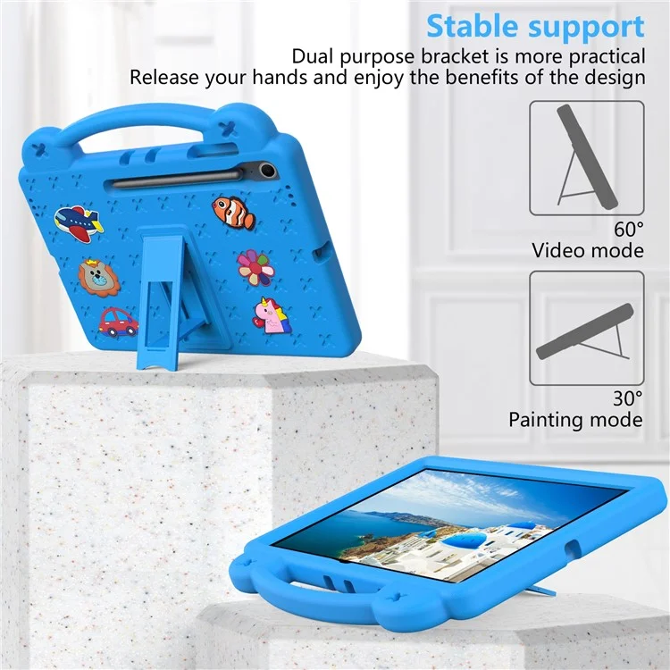For Samsung Galaxy Tab S10 FE+ Case Kids EVA Tablet Cover with Kickstand - Sky Blue