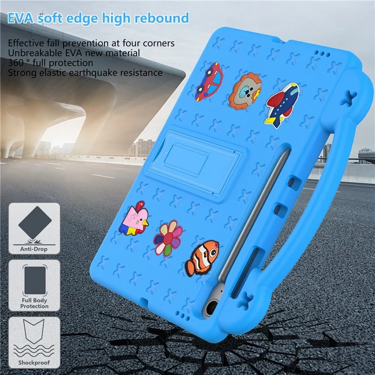 For Samsung Galaxy Tab S10 FE+ Case Kids EVA Tablet Cover with Kickstand - Sky Blue