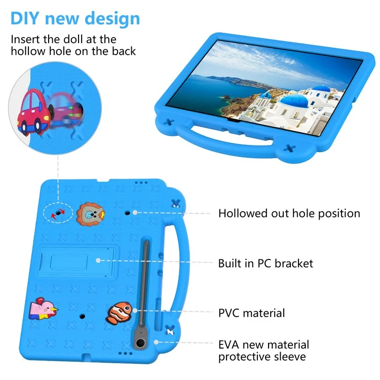 For Samsung Galaxy Tab S10 FE+ Case Kids EVA Tablet Cover with Kickstand - Sky Blue