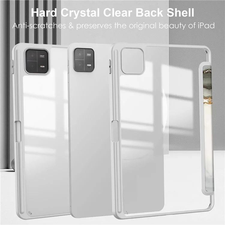 Funda para Xiaomi Pad 6 Pro / Pad 6 Carcasa con Soporte Plegable Impresión de Patrones Cubierta de Cuero Acrílico Transparente - Mármol Gris