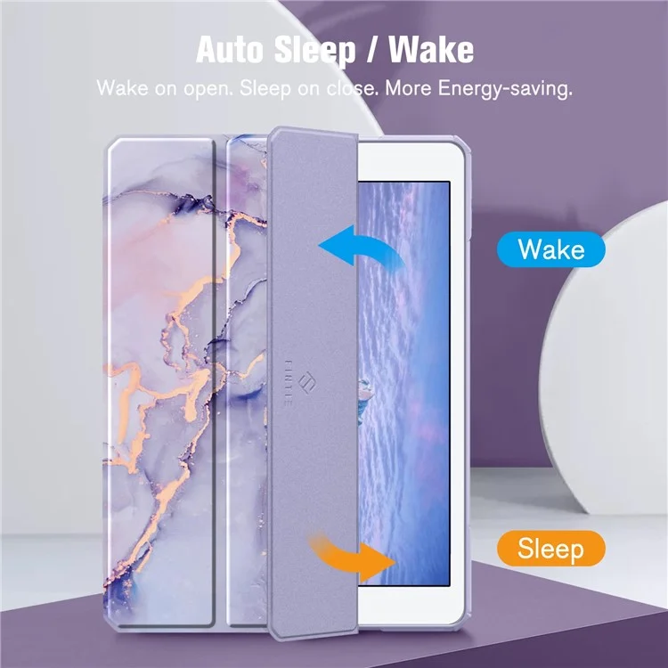 Étui pour Tablette iPad 10.2 (2021) / (2020) / (2019) / Air 10,5 pouces (2019) Support Motif Imprimé Couverture en Cuir Acrylique Transparente - Marbre Violet
