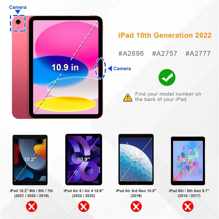 For iPad (2025)  /  10.9 (2022) Tablet Case Tri-Fold Stand Pattern Printing Clear Acrylic Leather Cover - Purple Marble