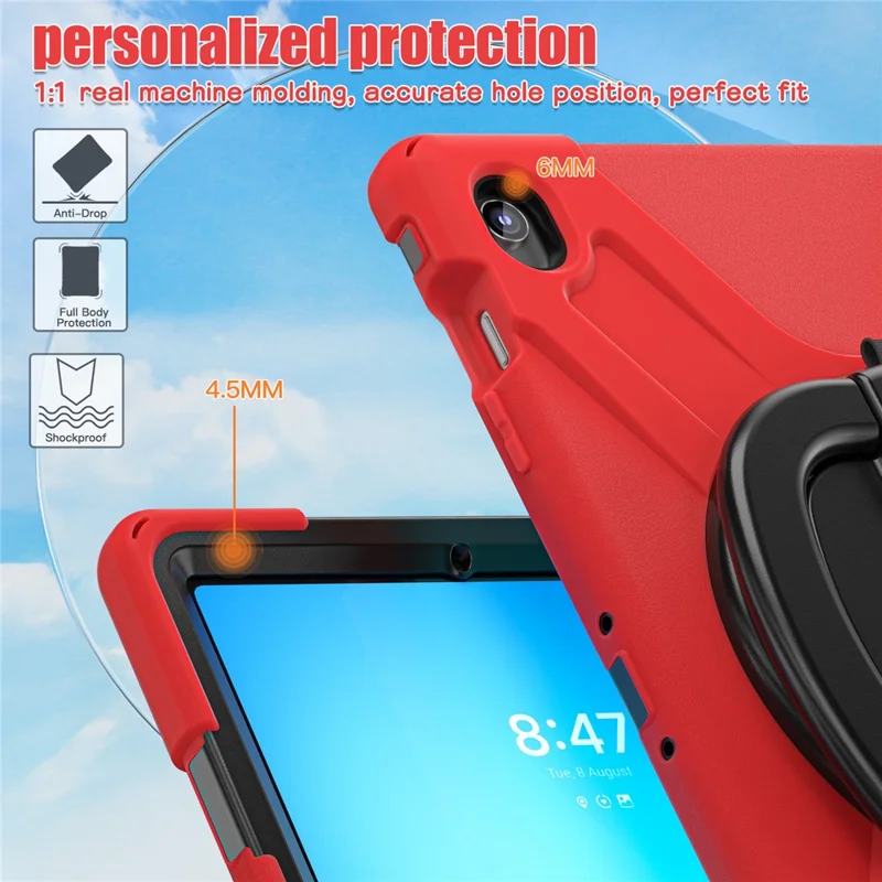 Tablet Case for Samsung Galaxy Tab S10 FE+ SM-X620 / SM-X626B TPU + PC + Silicone Cover Kickstand Handle Grip - Red