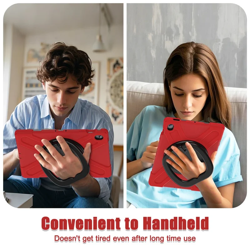 Tablet Case for Samsung Galaxy Tab S10 FE+ SM-X620 / SM-X626B TPU + PC + Silicone Cover Kickstand Handle Grip - Red