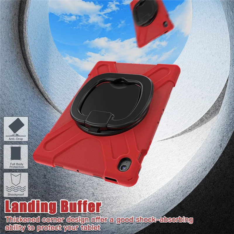 Tablet Case for Samsung Galaxy Tab S10 FE+ SM-X620 / SM-X626B TPU + PC + Silicone Cover Kickstand Handle Grip - Red