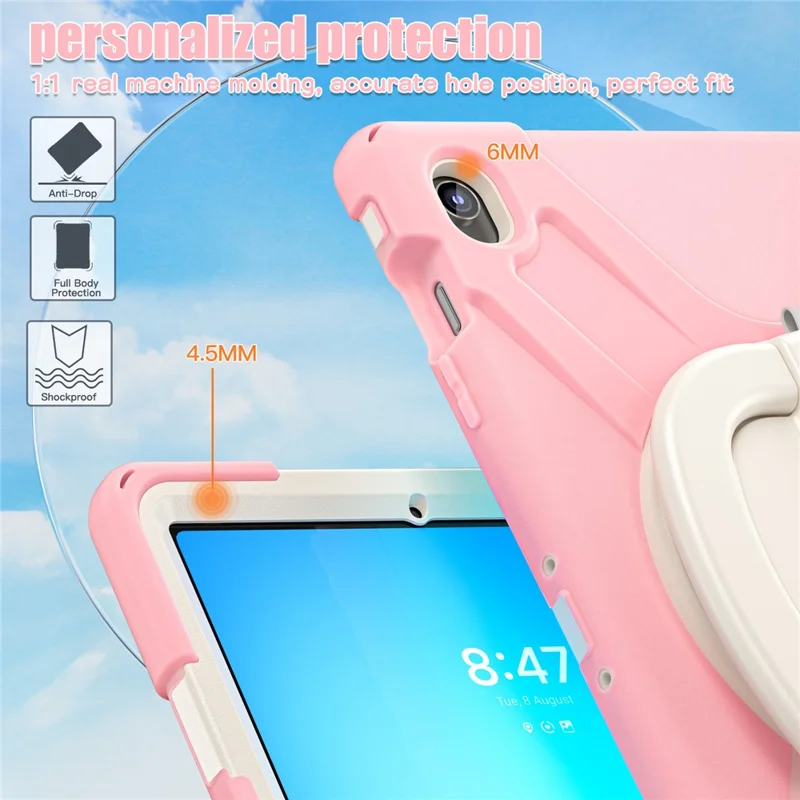 Tablet Case for Samsung Galaxy Tab S10 FE+ SM-X620 / SM-X626B TPU + PC + Silicone Cover Kickstand Handle Grip - Pink