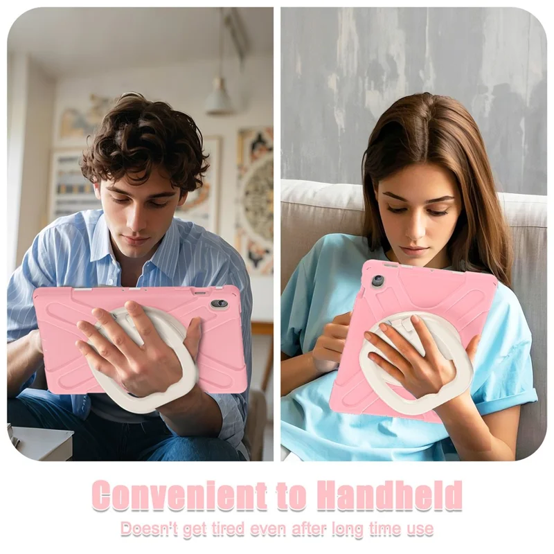 Tablet Case for Samsung Galaxy Tab S10 FE+ SM-X620 / SM-X626B TPU + PC + Silicone Cover Kickstand Handle Grip - Pink