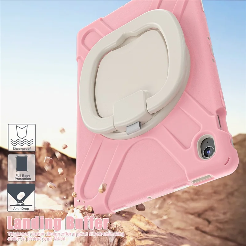 Tablet Case for Samsung Galaxy Tab S10 FE+ SM-X620 / SM-X626B TPU + PC + Silicone Cover Kickstand Handle Grip - Pink