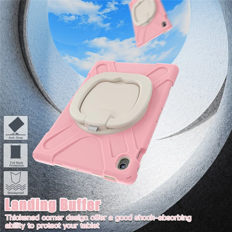 Tablet Case for Samsung Galaxy Tab S10 FE+ SM-X620 / SM-X626B TPU + PC + Silicone Cover Kickstand Handle Grip - Pink