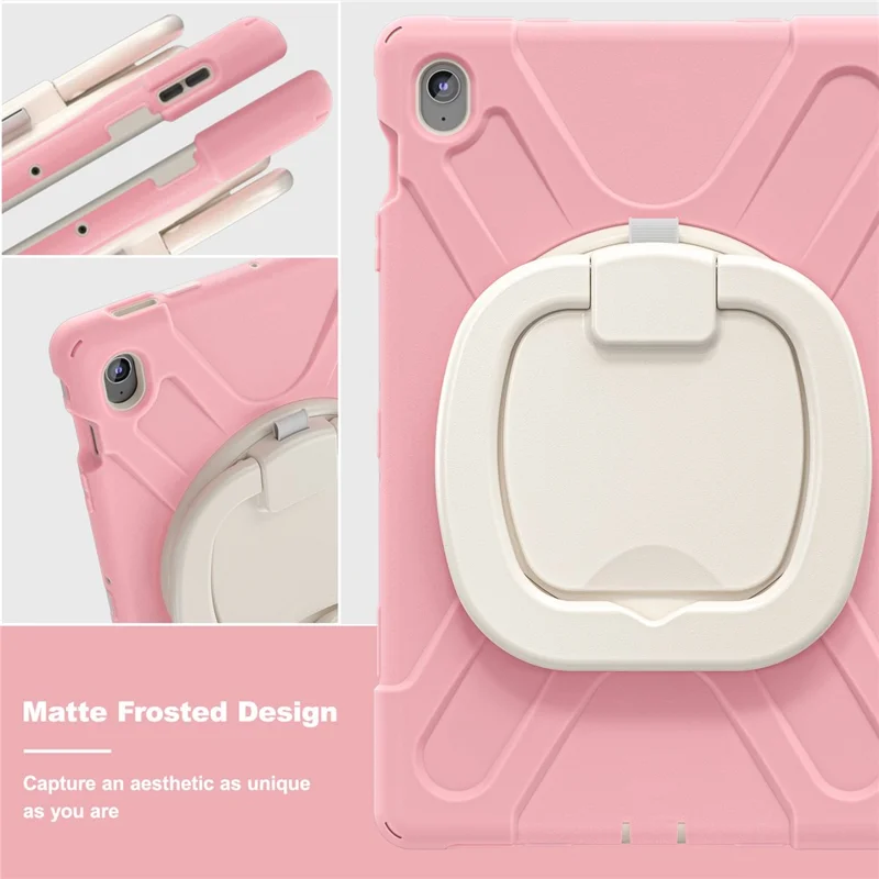 Tablet Case for Samsung Galaxy Tab S10 FE+ SM-X620 / SM-X626B TPU + PC + Silicone Cover Kickstand Handle Grip - Pink
