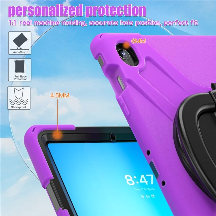 Tablet Case with Shoulder Strap for Samsung Galaxy Tab S10 FE+ SM-X620 / SM-X626B TPU + PC + Silicone Kickstand Cover - Purple