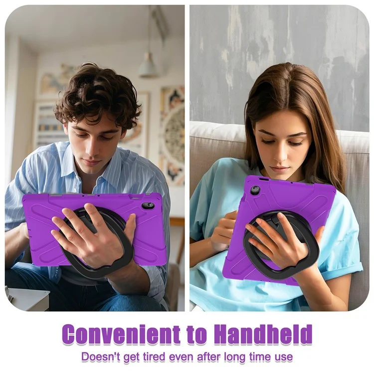 Tablet Case with Shoulder Strap for Samsung Galaxy Tab S10 FE+ SM-X620 / SM-X626B TPU + PC + Silicone Kickstand Cover - Purple