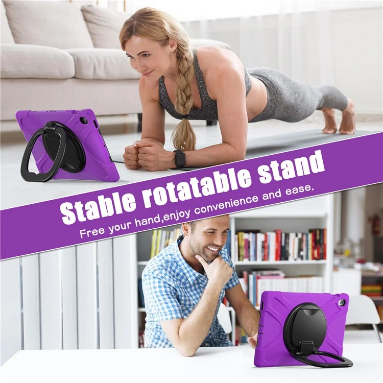 Tablet Case with Shoulder Strap for Samsung Galaxy Tab S10 FE+ SM-X620 / SM-X626B TPU + PC + Silicone Kickstand Cover - Purple