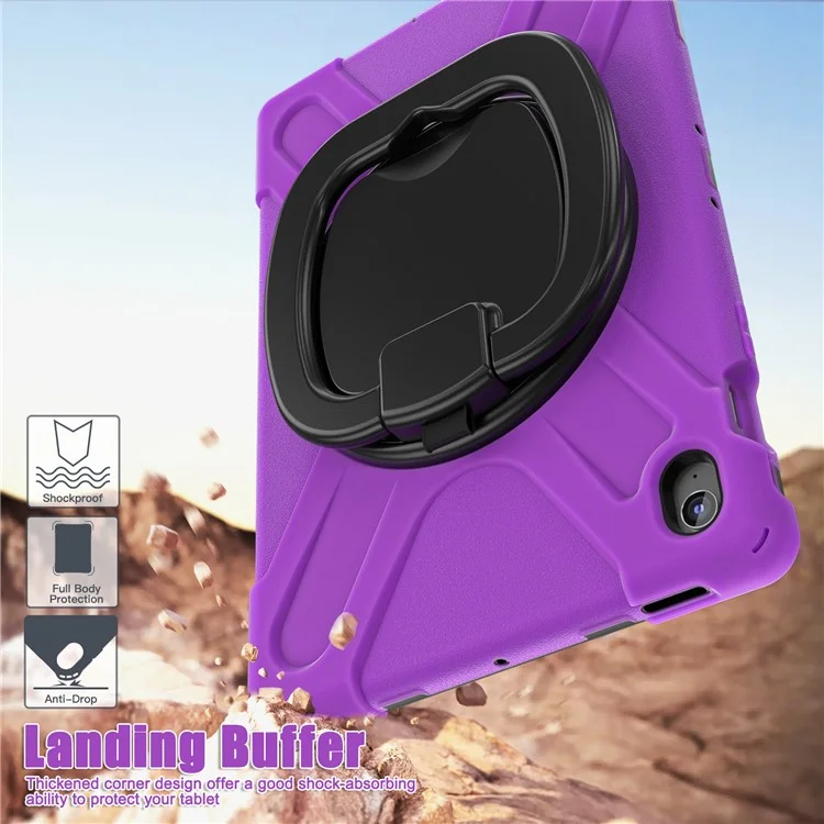 Tablet Case with Shoulder Strap for Samsung Galaxy Tab S10 FE+ SM-X620 / SM-X626B TPU + PC + Silicone Kickstand Cover - Purple