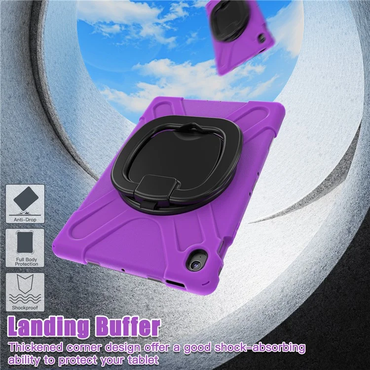 Tablet Case with Shoulder Strap for Samsung Galaxy Tab S10 FE+ SM-X620 / SM-X626B TPU + PC + Silicone Kickstand Cover - Purple