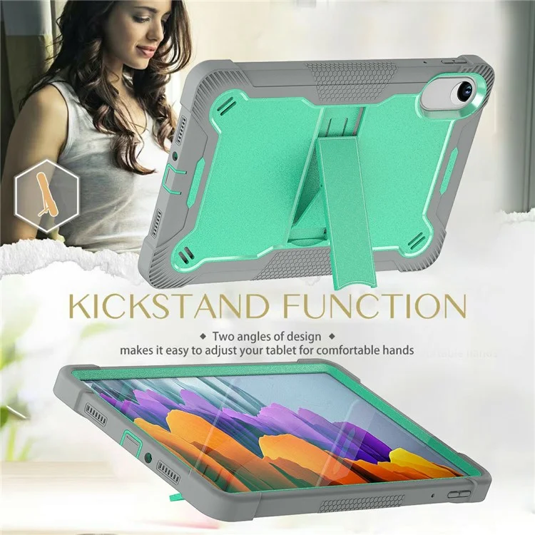 Capa para Xiaomi Redmi Pad SE 11 2025 com Suporte, Silicone + PC Proteção de Impacto - Verde Menta / Cinza