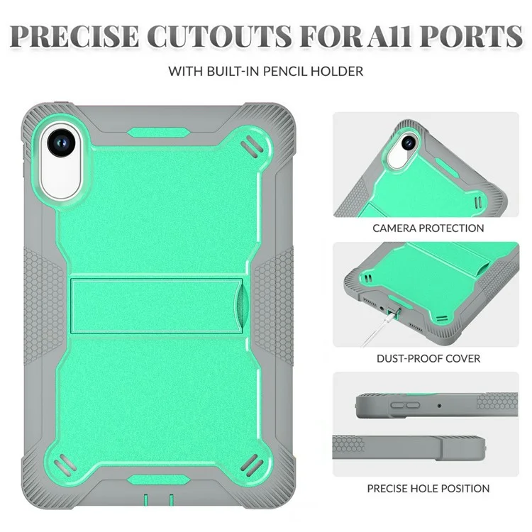 Capa para Xiaomi Redmi Pad SE 11 2025 com Suporte, Silicone + PC Proteção de Impacto - Verde Menta / Cinza
