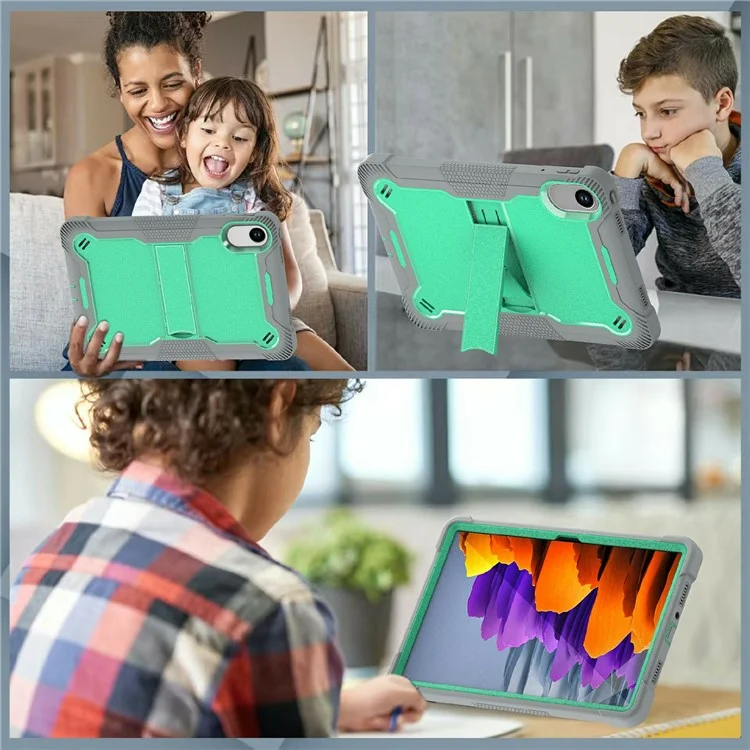 Capa para Xiaomi Redmi Pad SE 11 2025 com Suporte, Silicone + PC Proteção de Impacto - Verde Menta / Cinza