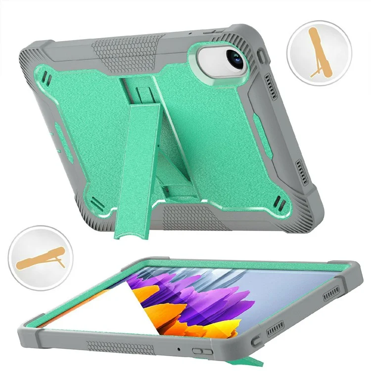 Capa para Xiaomi Redmi Pad SE 11 2025 com Suporte, Silicone + PC Proteção de Impacto - Verde Menta / Cinza