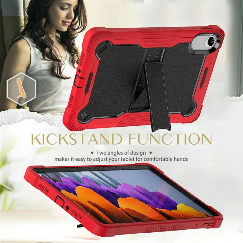 For Xiaomi Redmi Pad 2 Case Kickstand Silicone + PC Impact Protective Tablet Cover - Red
