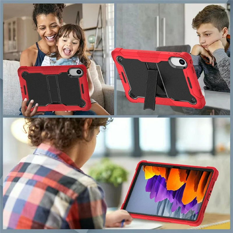 For Xiaomi Redmi Pad 2 Case Kickstand Silicone + PC Impact Protective Tablet Cover - Red