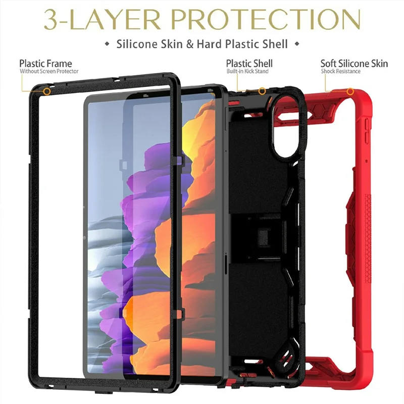 For Xiaomi Redmi Pad 2 Case Kickstand Silicone + PC Impact Protective Tablet Cover - Red