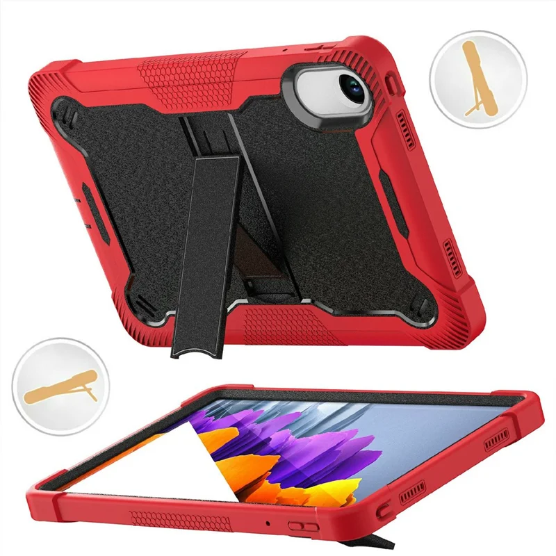 For Xiaomi Redmi Pad 2 Case Kickstand Silicone + PC Impact Protective Tablet Cover - Red