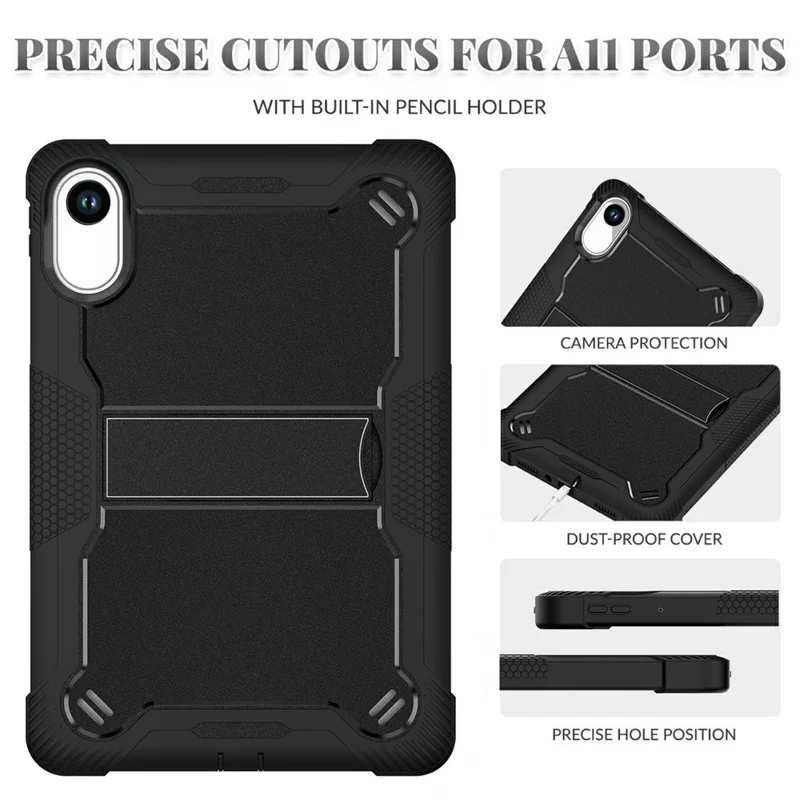 For Xiaomi Redmi Pad 2 Case Kickstand Silicone + PC Impact Protective Tablet Cover - Black