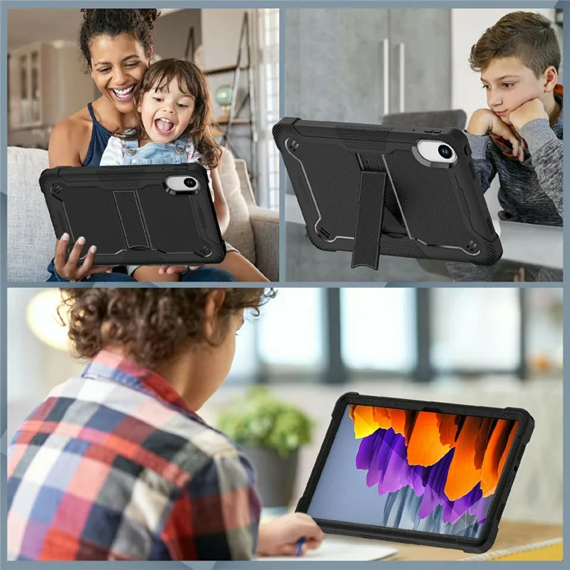 For Xiaomi Redmi Pad 2 Case Kickstand Silicone + PC Impact Protective Tablet Cover - Black