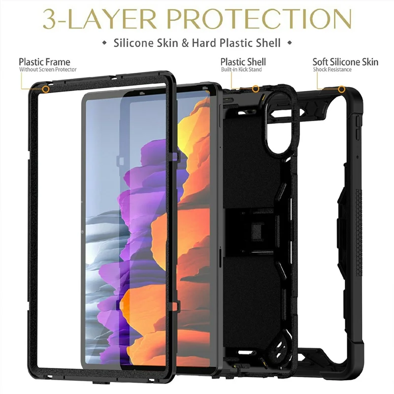 For Xiaomi Redmi Pad 2 Case Kickstand Silicone + PC Impact Protective Tablet Cover - Black