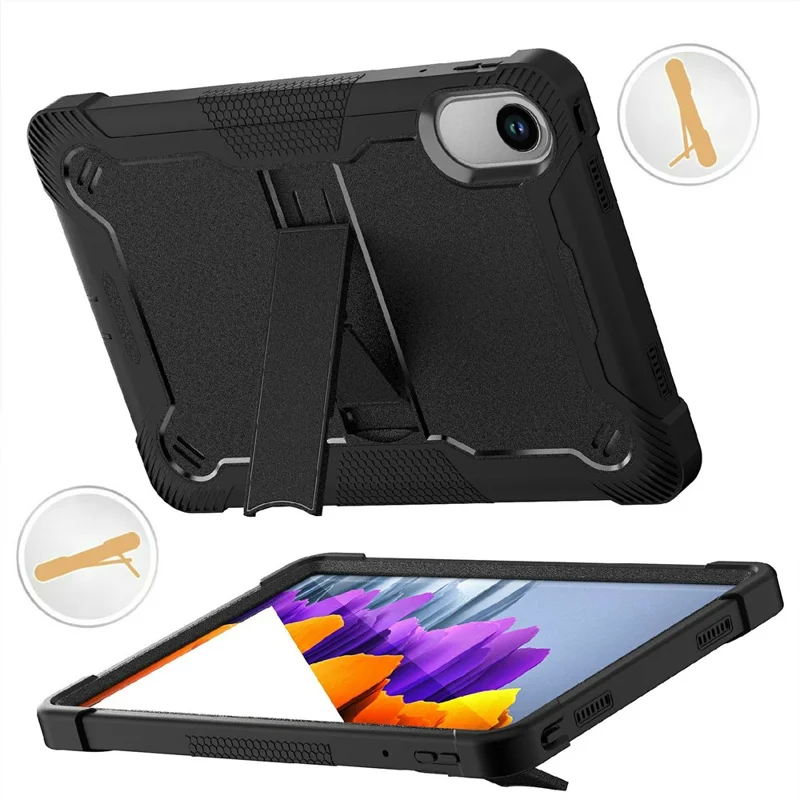 For Xiaomi Redmi Pad 2 Case Kickstand Silicone + PC Impact Protective Tablet Cover - Black
