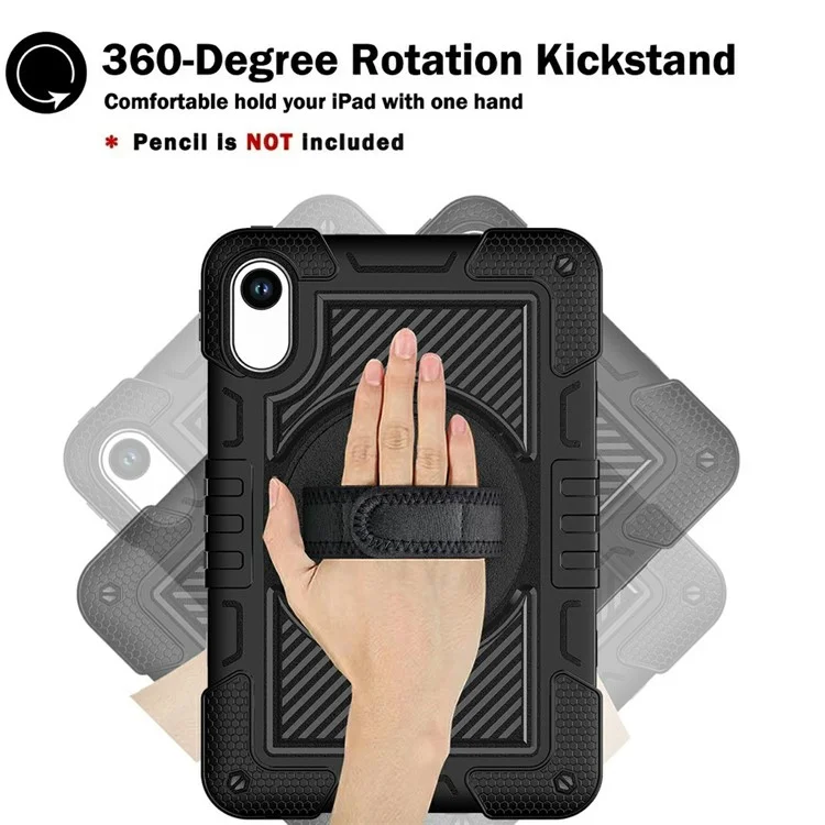 For Xiaomi Redmi Pad 2 Tablet Case Silicone + PC Shockproof Cover with Kickstand Shoulder Strap - Black