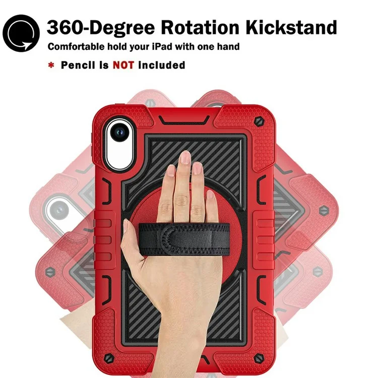 For Xiaomi Redmi Pad 2 Tablet Case Silicone + PC Shockproof Cover with Kickstand Shoulder Strap - Red + Black