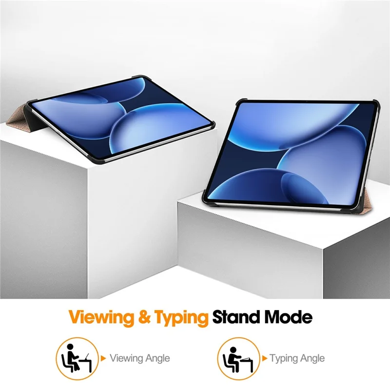 For Oppo Pad 4 Pro / OnePlus Pad 3 / Pad 2 Pro Case Anti-Drop Leather Stand Tablet Cover - Rose Gold