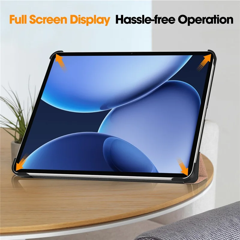 For Oppo Pad 4 Pro / OnePlus Pad 3 / Pad 2 Pro Case Anti-Drop Leather Stand Tablet Cover - Rose Gold