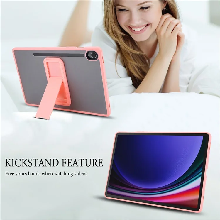 For Samsung Galaxy S9 / S9 FE Case with Kickstand TPU + PC Skin-Touch Tablet Cover - Pink