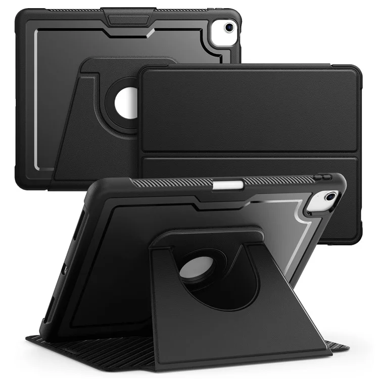 Tablet Case for iPad Air 13 (2025) / (2024) / Pro 12.9 (2022) / (2021) / (2020) / (2018) Detachable PC + TPU + PU Leather Flip Cover - Black