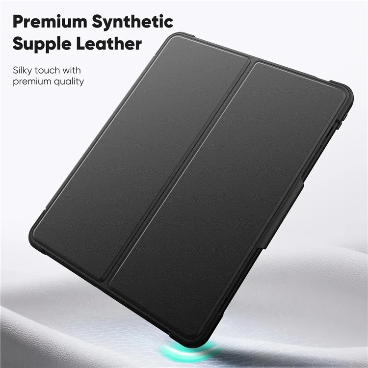 Tablet Case for iPad Air 13 (2025) / (2024) / Pro 12.9 (2022) / (2021) / (2020) / (2018) Detachable PC + TPU + PU Leather Flip Cover - Black