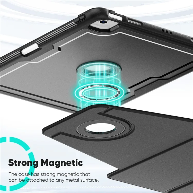 Tablet Case for iPad Air 13 (2025) / (2024) / Pro 12.9 (2022) / (2021) / (2020) / (2018) Detachable PC + TPU + PU Leather Flip Cover - Black
