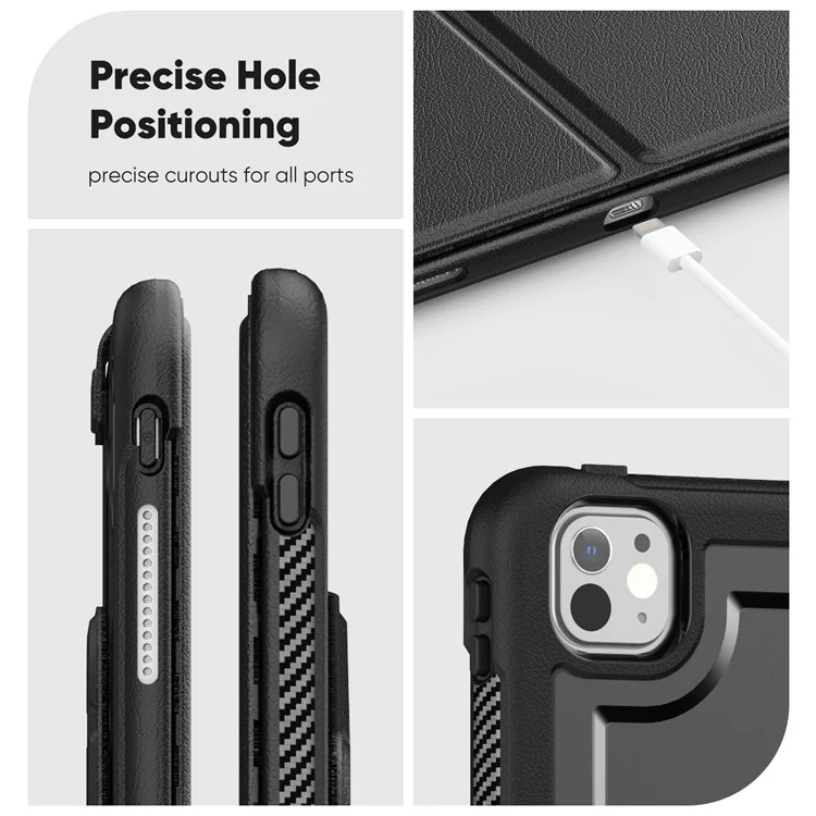 Tablet Case for iPad Pro 13 (2024) Detachable PC + TPU + PU Leather Flip Cover - Black