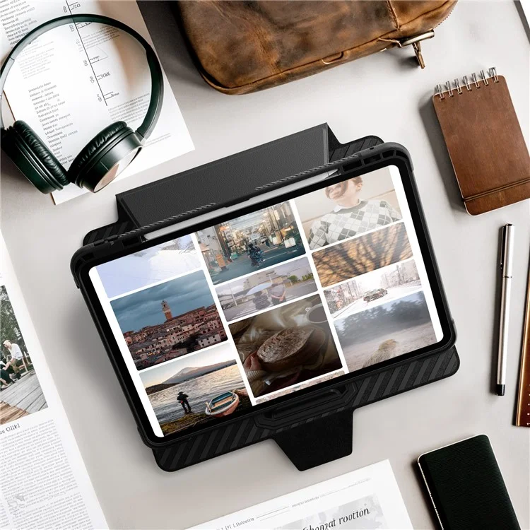Tablet Case for iPad Pro 13 (2024) Detachable PC + TPU + PU Leather Flip Cover - Black
