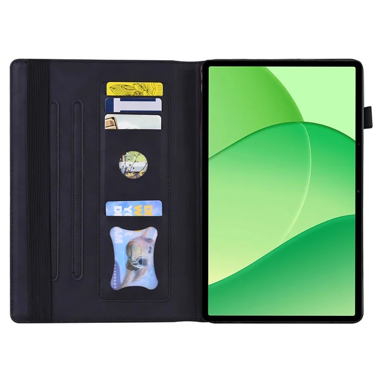 For Oppo Pad SE Case PU Leather Protective Folio Tablet Cover with Card Holder - Black