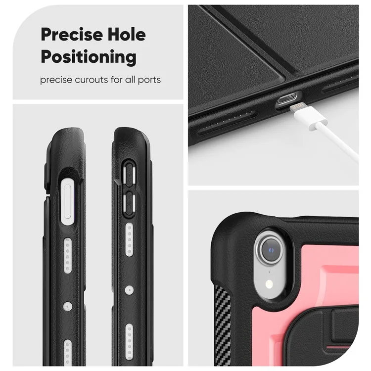 For iPad mini (2024)  /  (2021) Tablet Case Detachable PC + TPU + PU Leather Flip Cover - Pink