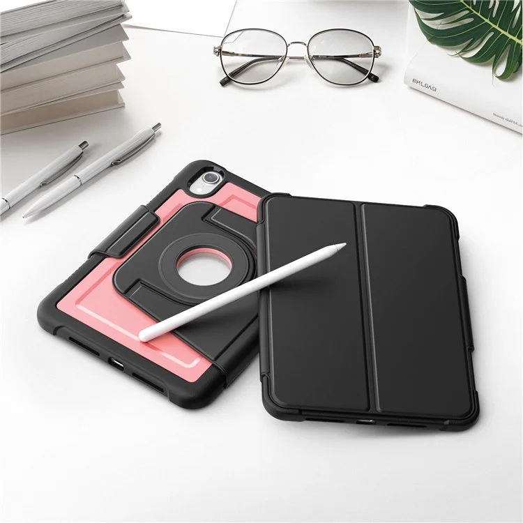 For iPad mini (2024)  /  (2021) Tablet Case Detachable PC + TPU + PU Leather Flip Cover - Pink