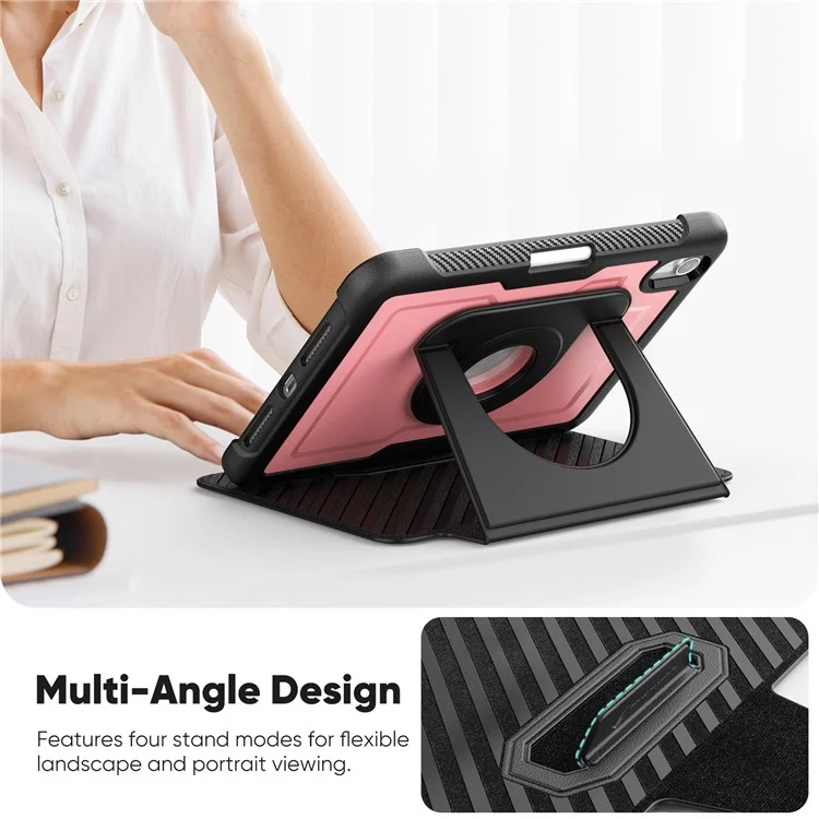 For iPad mini (2024)  /  (2021) Tablet Case Detachable PC + TPU + PU Leather Flip Cover - Pink