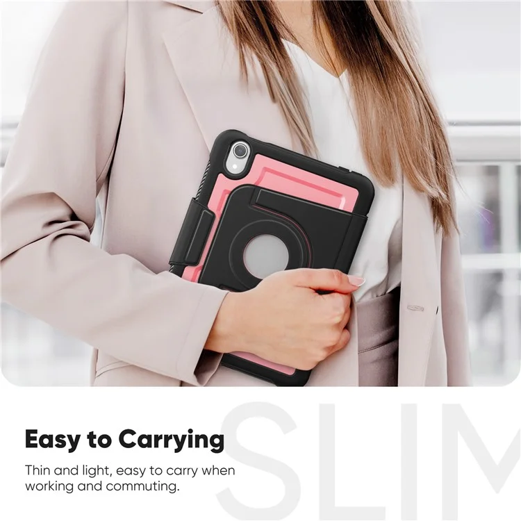 For iPad mini (2024)  /  (2021) Tablet Case Detachable PC + TPU + PU Leather Flip Cover - Pink